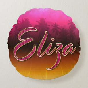 Eliza Vorname Name golden pink Kissen Round Pillow