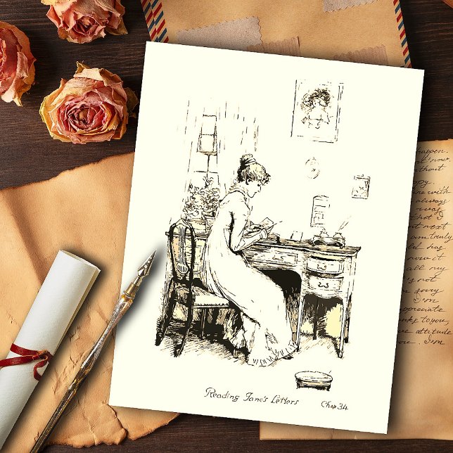Elizabeth Bennet Reading Sister's Letter Beige Postcard (Creator Uploaded)