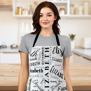 Elizabeth Black White Custom Name Apron