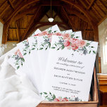 Elizabeth Christian Wedding Ceremony Program<br><div class="desc">This Christian, folded wedding program features a simple cross, your ceremony details in a stylish, calligraphy script and a classic serif font, and two, beautiful watercolor flower bouquets in white, green and grey. Personalize it with the names of your wedding party with easily editable text template fields. The program coordinates...</div>