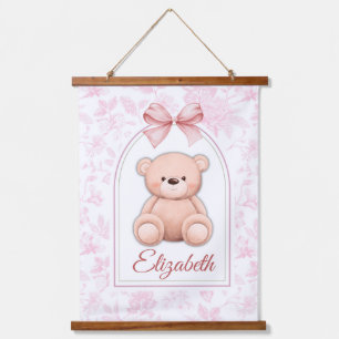 Elizabeth   Custom Pink Teddy Bear Nursery Design  Hanging Tapestry