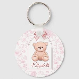 Elizabeth   Custom Pink Teddy Bear Nursery Design  Keychain