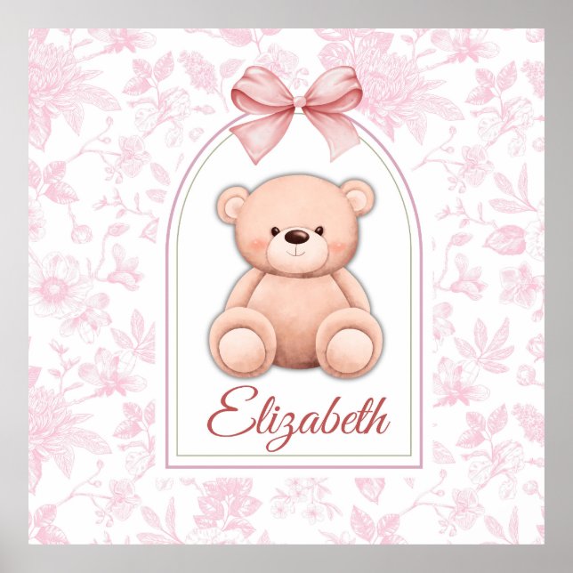 Elizabeth | Custom Pink Teddy Bear Nursery Design  Poster (Front)