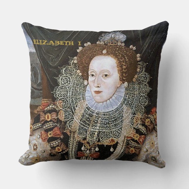 Elizabeth I and Anne Boleyn Queens of England Throw Pillow (Front)
