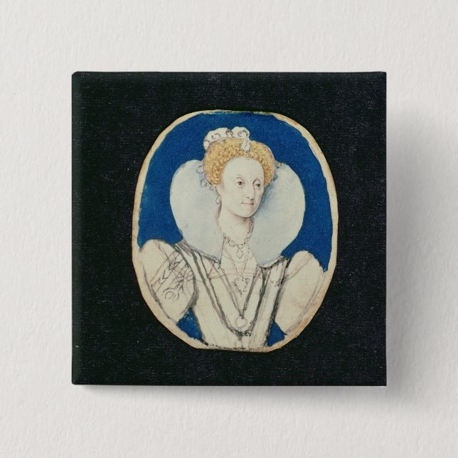 Elizabeth I, miniature portrait, (unfinished) 2 Inch Square Button (Front)