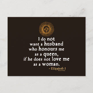 Elizabeth I Quote on Husbands Postcard