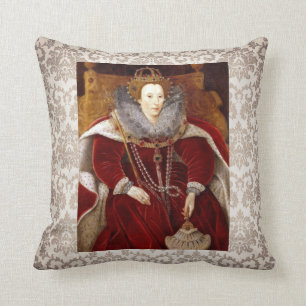 Elizabeth I Red Robes Throw Pillow