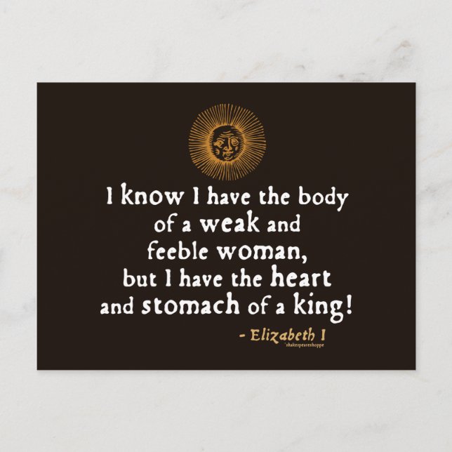 Elizabeth I Tilbury Quote Postcard (Front)
