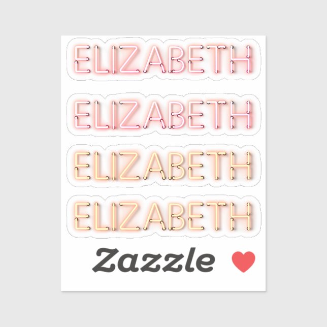 Elizabeth name in glowing neon lights x4 (Sheet)