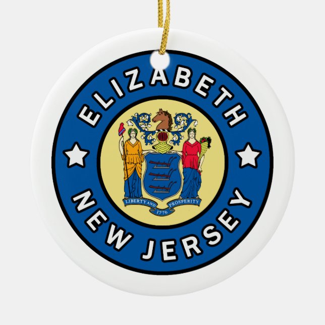Elizabeth New Jersey Ceramic Ornament (Front)