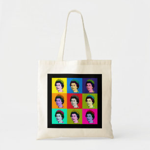 Elizabeth Nine Square Tiles Pop Art Queen of Engla Tote Bag