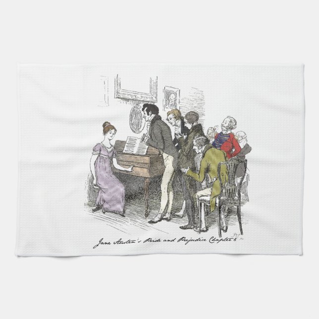 Elizabeth Performs - Jane Austen Pride & Prejudice Kitchen Towel (Horizontal)