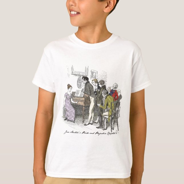 Elizabeth Performs - Jane Austen Pride & Prejudice T-Shirt (Front)