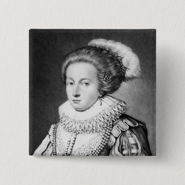 Elizabeth Stuart, Queen of Bohemia 2 Inch Square Button (Front)