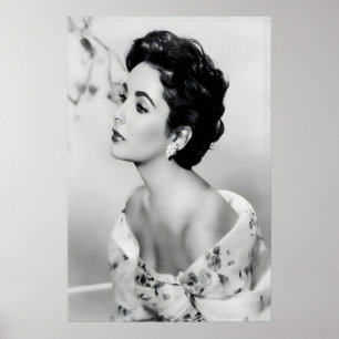 Elizabeth Taylor Photo Print, Black and White Poster