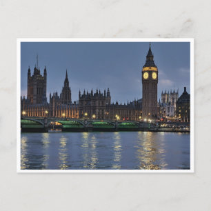 Elizabeth Tower and Westminster Bridge London UK Postcard