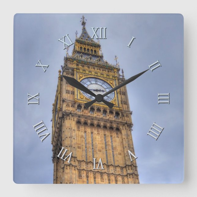 Elizabeth Tower (Big Ben) Westminster, London, UK Square Wall Clock (Front)