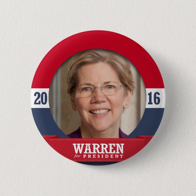 ELIZABETH WARREN 2016 2 INCH ROUND BUTTON (Front)