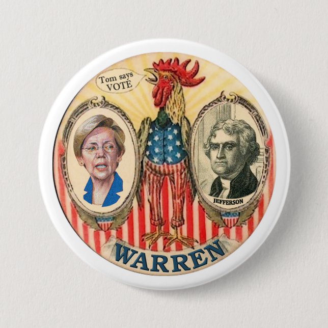 Elizabeth Warren 2016 3 Inch Round Button (Front)