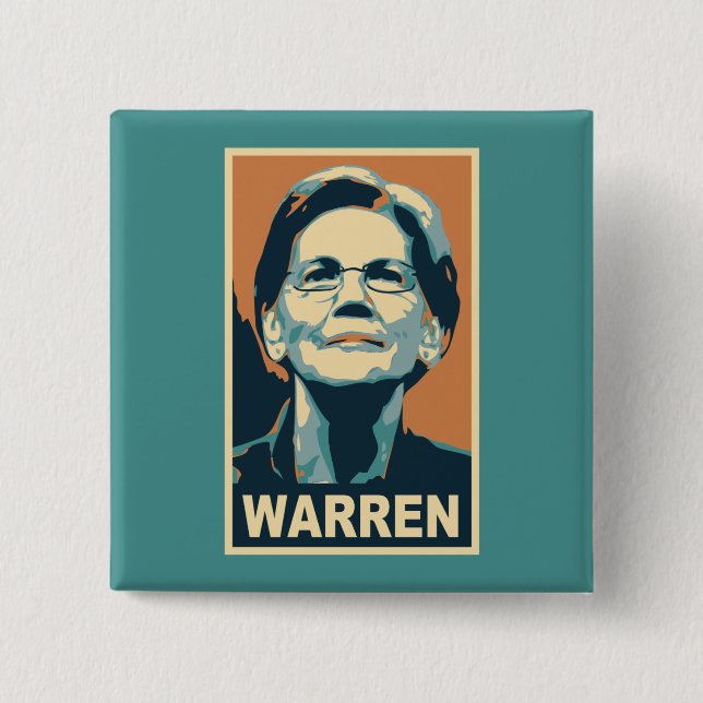 Elizabeth Warren 2 Inch Square Button (Front)