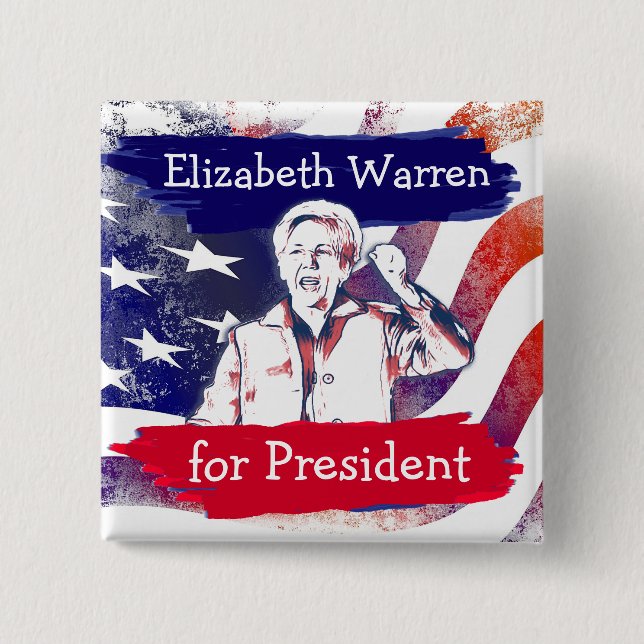 Elizabeth Warren for President 2020 Election 2 Inch Square Button (Front)