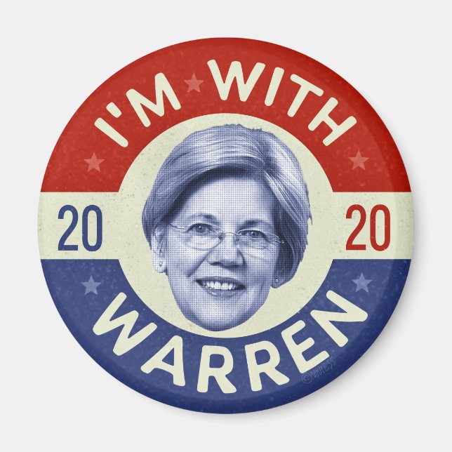 Elizabeth Warren President 2020 Democrat Pic Retro Magnet (Front)