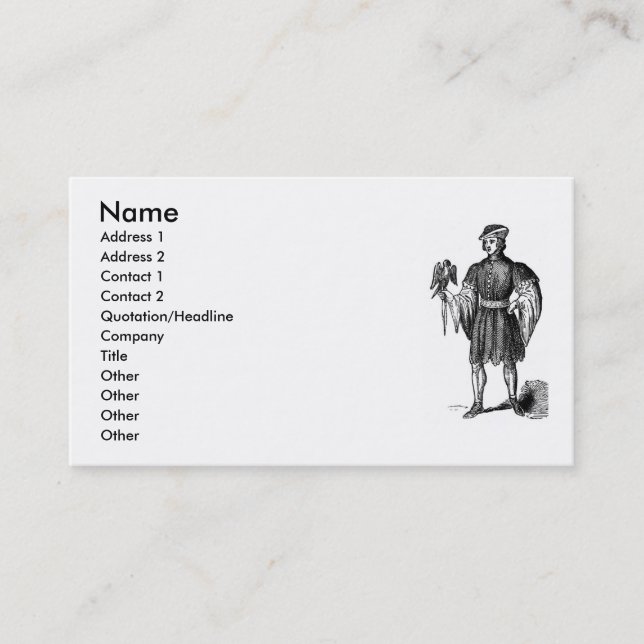 Elizabethan Costumes Business Card (Front)