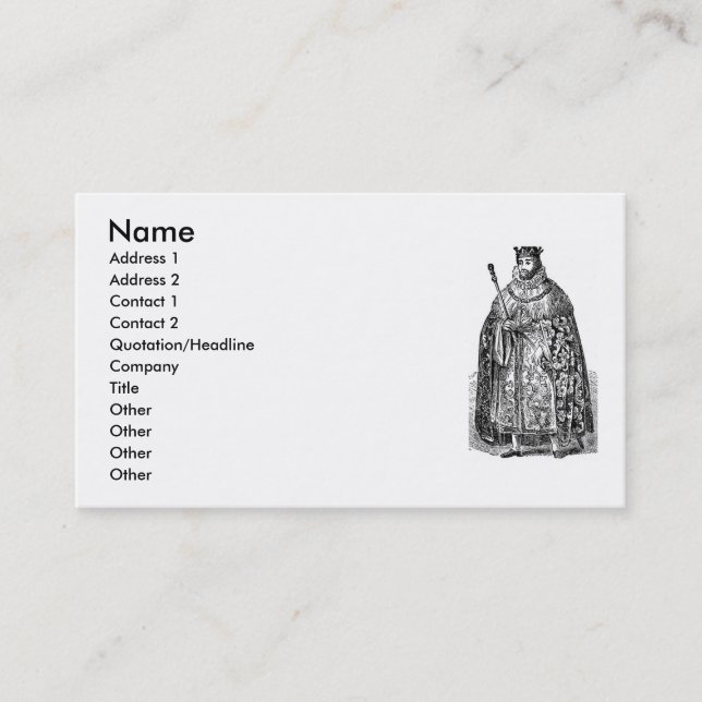 Elizabethan Fashion Business Card (Front)