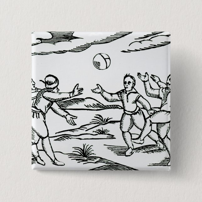 Elizabethan Football 2 Inch Square Button (Front)