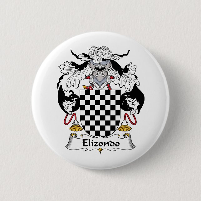 Elizondo Family Crest 2 Inch Round Button (Front)
