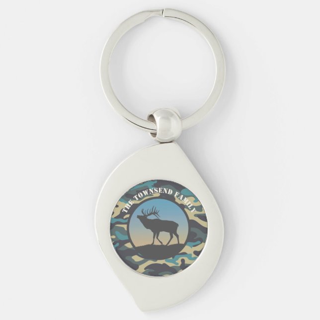 Elk and Camo Keychain (Front)