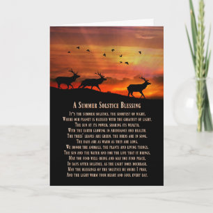 Elk and Sunset Summer Solstice Blessings Card