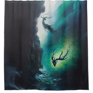 Elk Antlers Magical Witchy Green Portal AI Art
