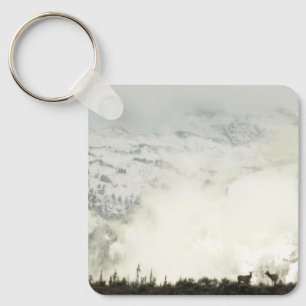 Elk at Grand Teton National Park Photography Keychain
