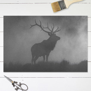 Elk Black and White Silhouette Decoupage Tissue Paper