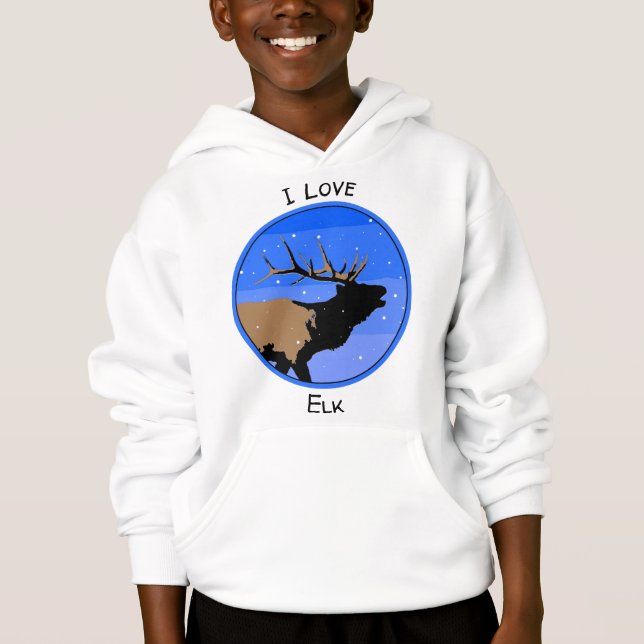 Elk bouillonnant en hiver - Art original de la fau (Devant)