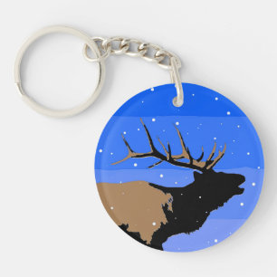 Elk bouillonnant en hiver - Art original de la fau