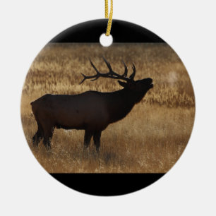 elk bugle and steam ceramic ornament