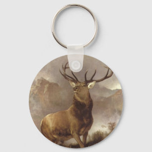 ELK BULL IN THE MOUNTAIN CLOUDS KEYCHAIN WILD