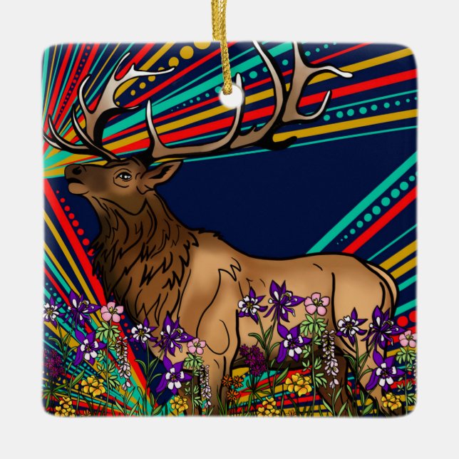 Elk Ceramic Ornament (Front)