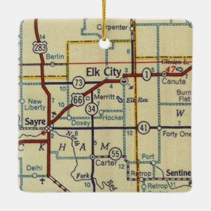 Elk City Oklahoma Retro Ceramic Ornament