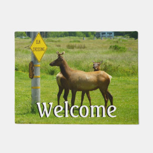 Elk Crossing California Wildlife Photography Doormat