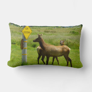 Elk Crossing California Wildlife Photography Lumbar Pillow