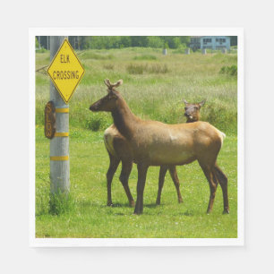 Elk Crossing California Wildlife Photography Napkin