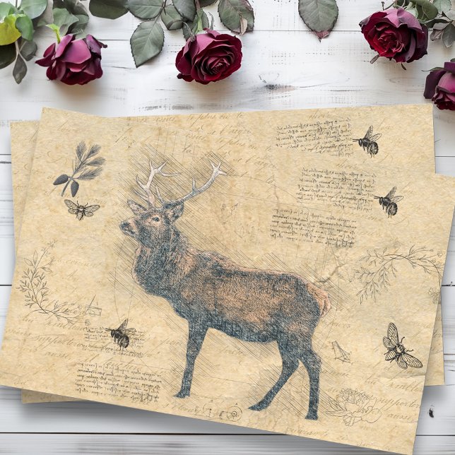 Elk Decoupage Vintage Ephemera Tissue Paper (Creator Uploaded)