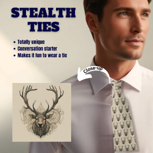 Elk Deer Antler Hunter Cravate furtif