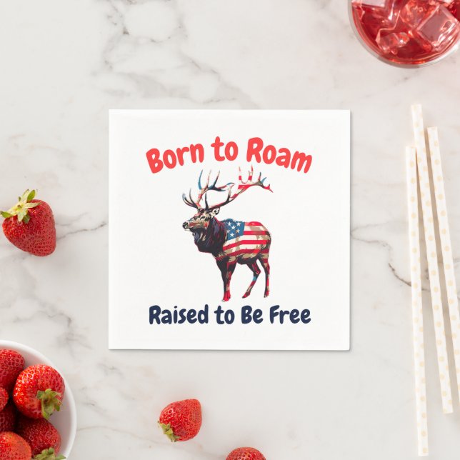 Elk Flag America Napkin (Insitu)