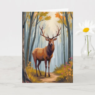 Elk Forest Watercolor Landscape Card