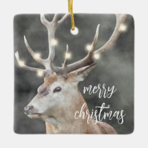 Elk Glowing Light Antlers Rustic Holiday