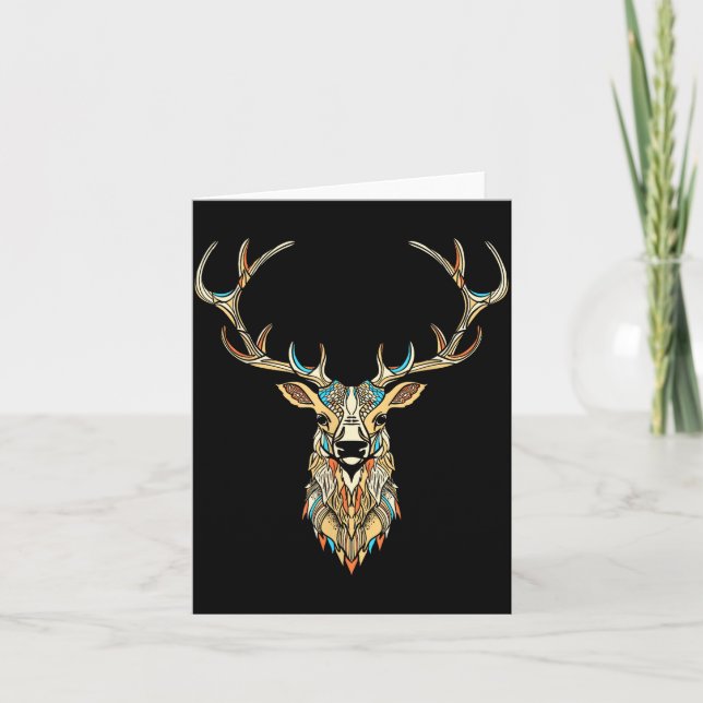 Elk Head _ Face Artistic Illustration Graphic  Card (Front)